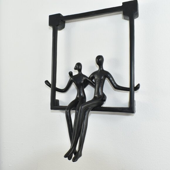 Adam & Friends Home Decor Swinging Couple Sculpture | 3-Piece | Black - Picture 2 of 5